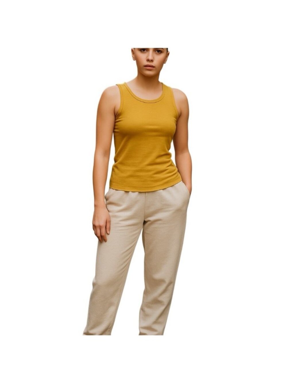 ANA A NEW APPROACH Women's Size Medium Ribbed Tank Ochre Yellow Retail $20.00